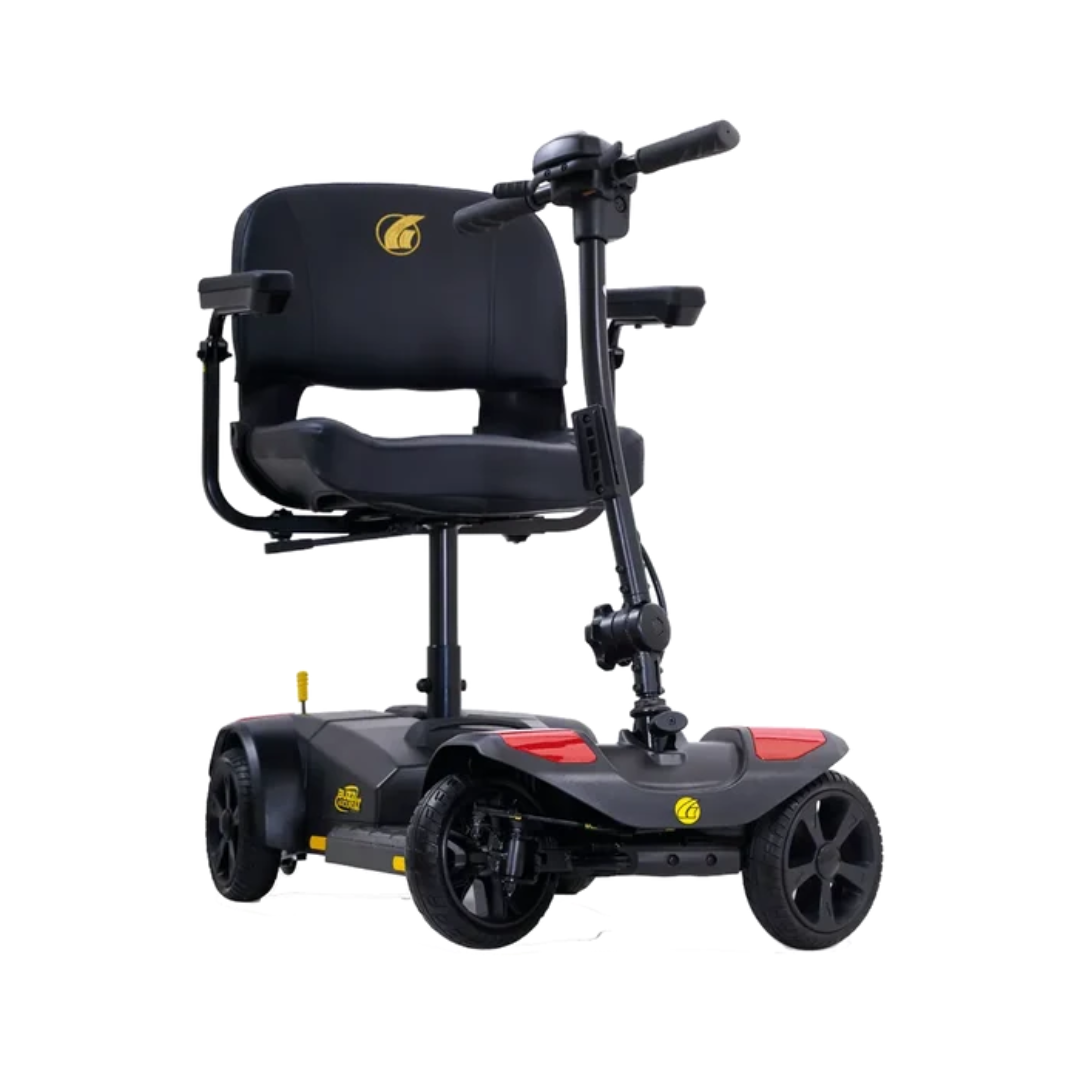 Black and red four-wheel folding travel mobility scooter