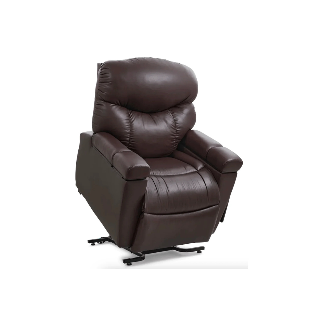 Brown leather-look power lift recliner chair