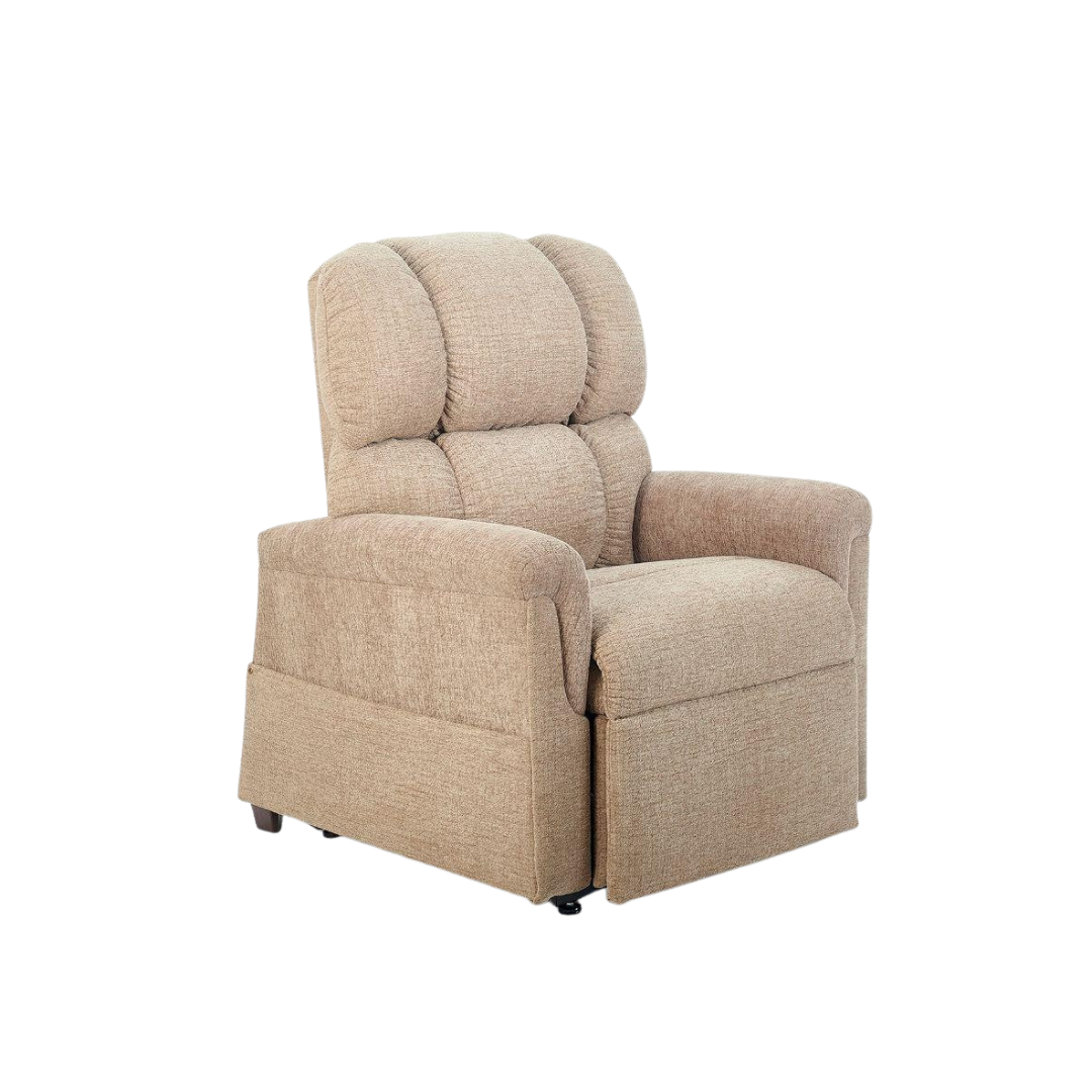 Tan fabric power lift recliner chair